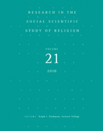 RESEARCH IN THE SOCIAL SCIENTIFIC STUDY OF RELIGION